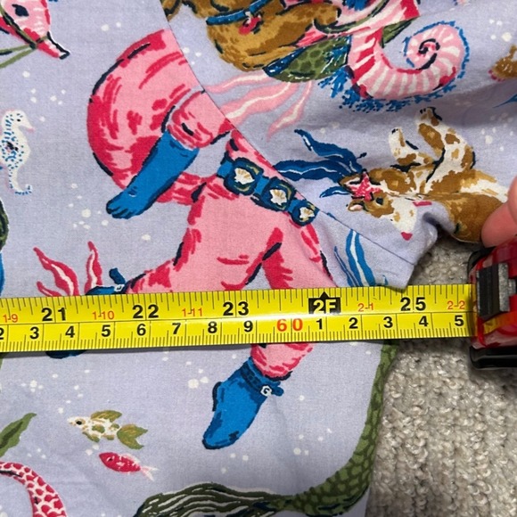 Printfresh Mermaid Dog Astronaut Pajama Set Women's L Blue Pink Organic Cotton - Picture 4 of 4